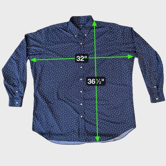 Ralph Lauren Performance Geometric Button-Down Dress Shirt Blue Men's Size 2XLT - Picture 12 of 12